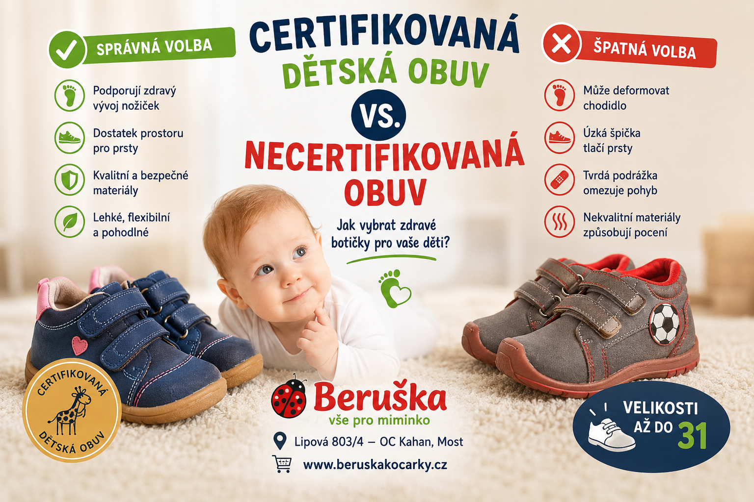 Certifikovaná (zdravotní) dětská obuv vs. necertifikovaná: co skutečně ovlivňuje zdravý vývoj dětské nohy